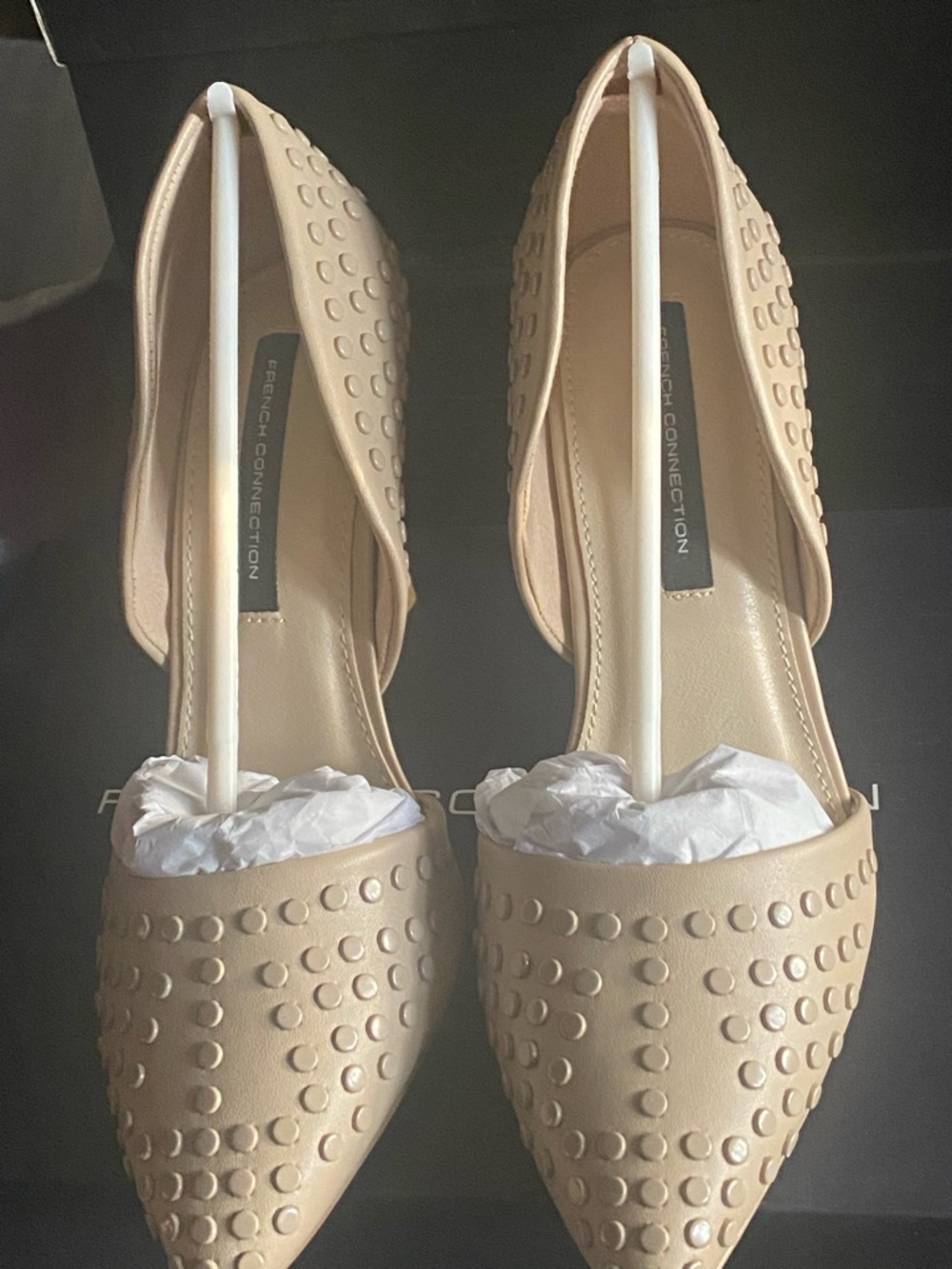 French Connection Beige Studded Pointed Flats